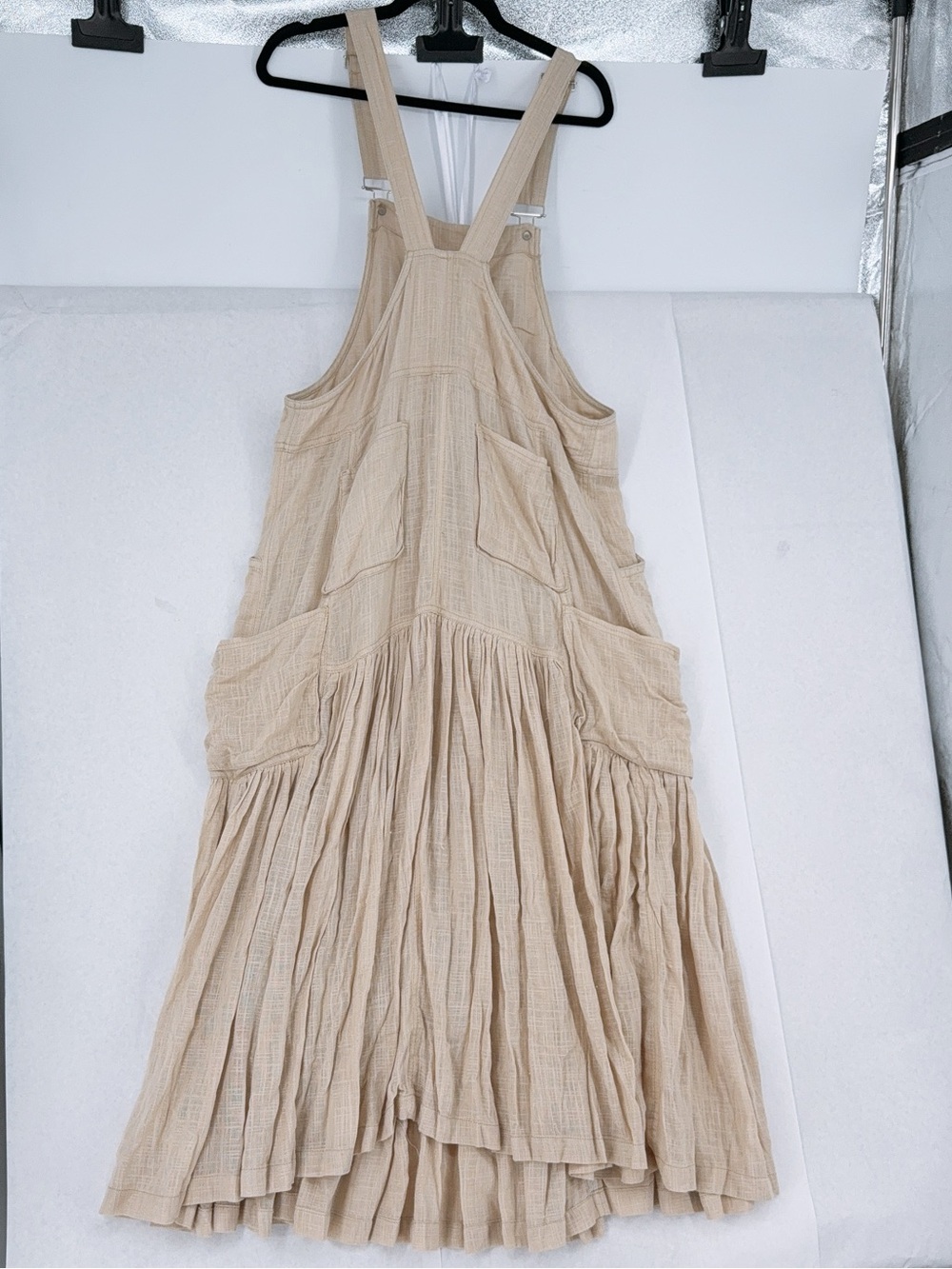 Free people Women's Natural Moonbeam Solid Skirtall linen dress nwt size m - Picture 6 of 9